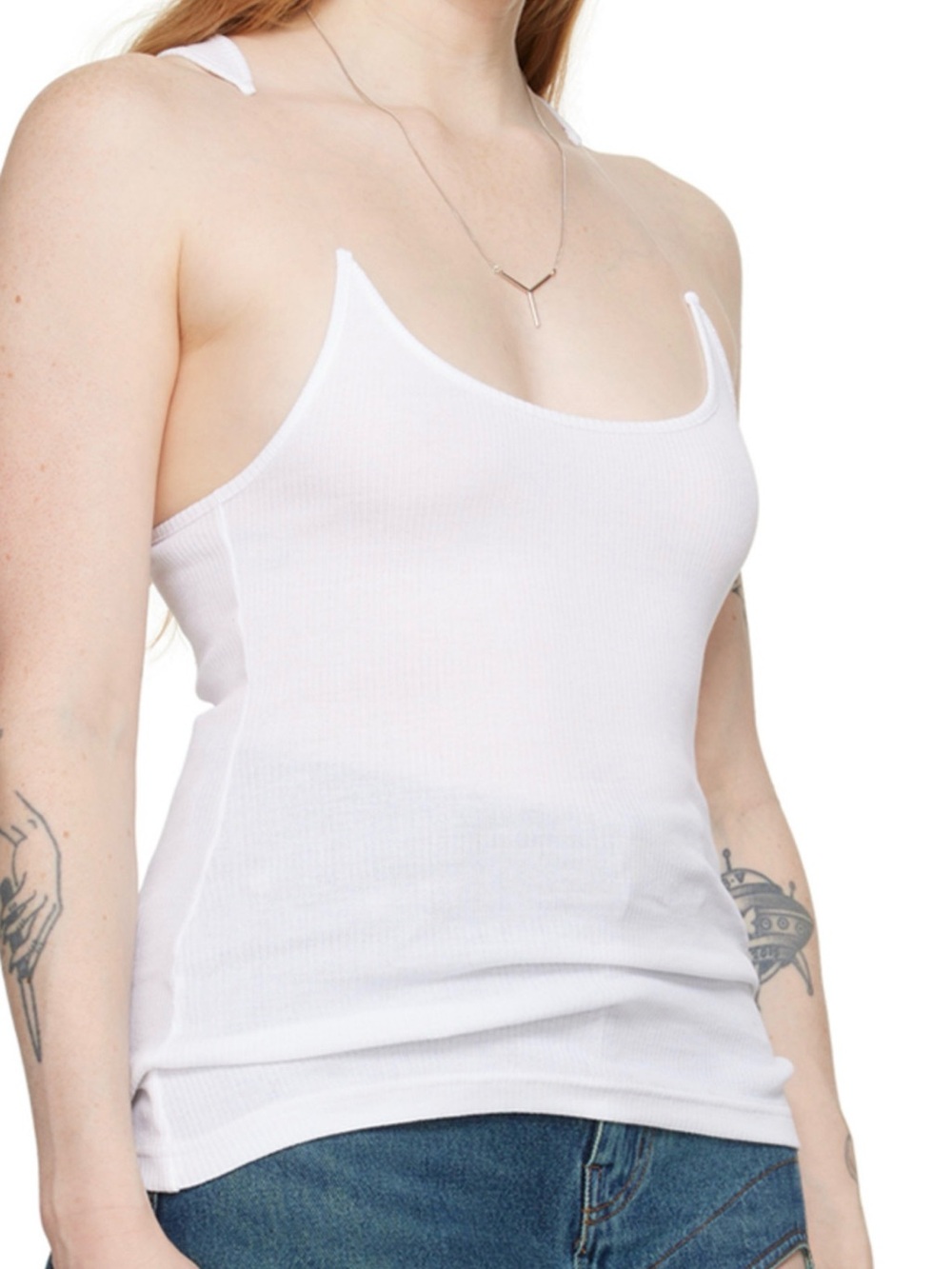 White Ribbed Tank Top - Picture 2 of 2